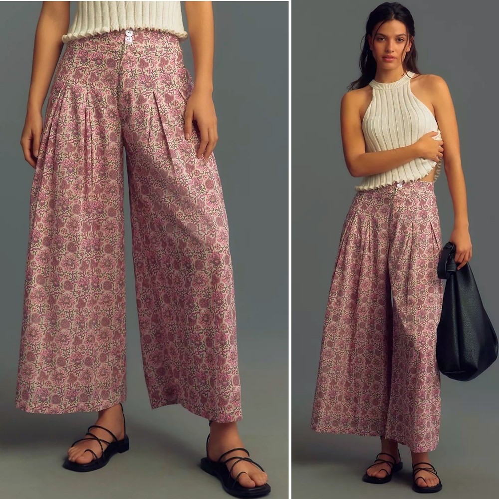 NWT, Anthropologie, RAGA Ria Pleated Wide-Leg Cropped Pant